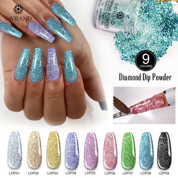 

SAVILAND 9 Colors Diamond Dip Powder Neon Phosphor Nail Art Natural Dry No Need Lamp Cured Saver For Beauty Nail Art Decoration