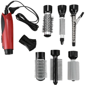 

7 in 1 800W Multi-Function Hair Dryer Hair Comb and Straight Comb Brush Kit, Hot and Cold Wind Straight Hair EU Plug