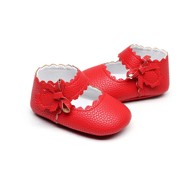 Cute Toddler Baby Girl Shoes First Walkers Moccasins Soft Sole Bow Princess Newborn Infant Girls Shoes Footwear PU Waterproof