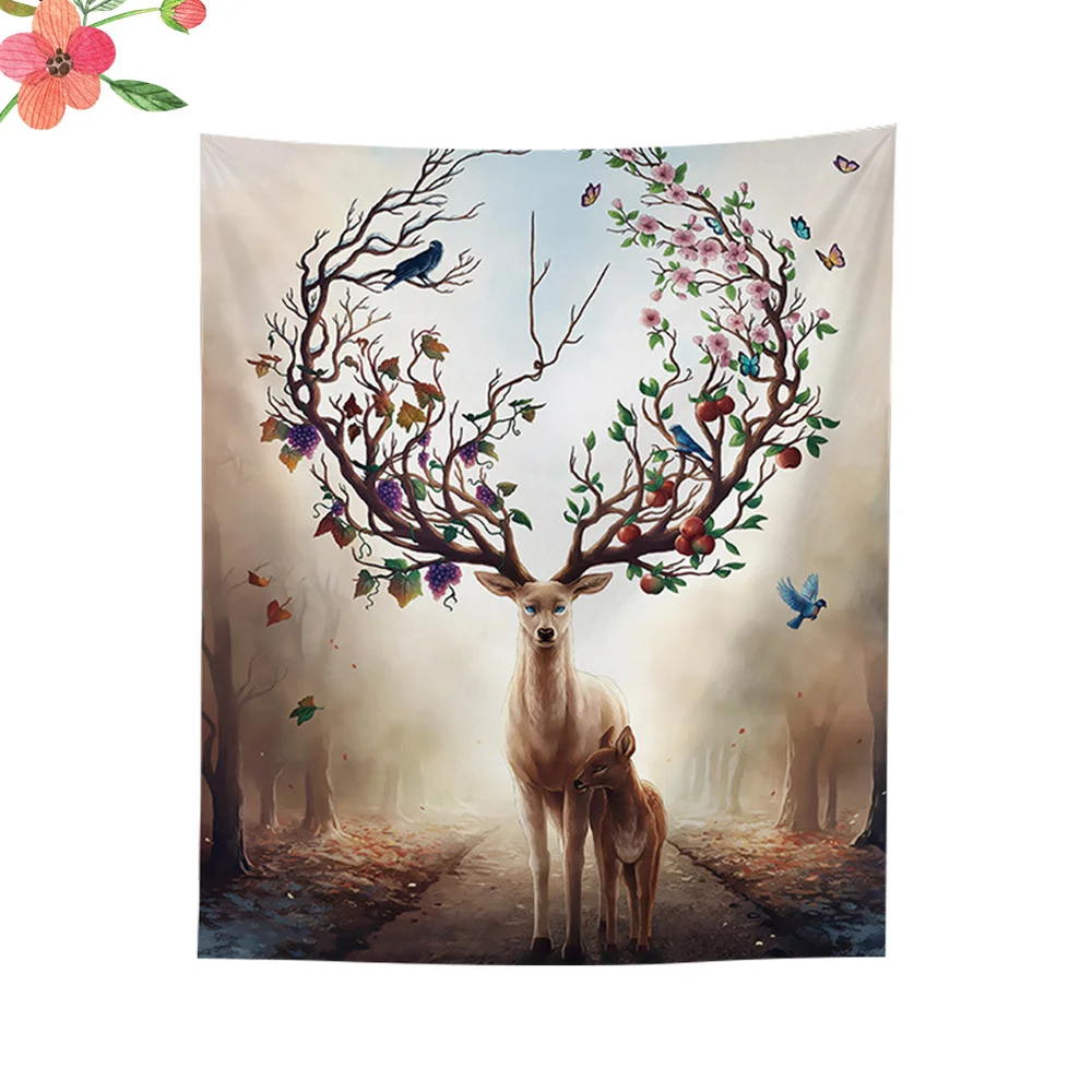 1PC Nordic Style Deer Printing Wall Hanging Tapestry Background Hanging Carpet 