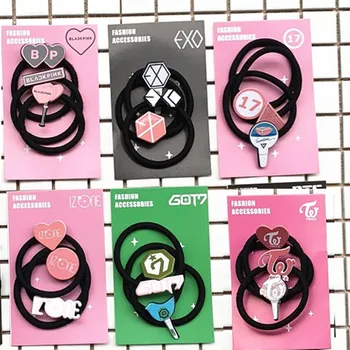 

3Pcs/set KPOP BLACKPINK SEVENTEEN EXO GOT7 TWICE IZONE Jennie Jisoo Hair Ropes Elastic Hair Bands For Girls Rubber Accessories