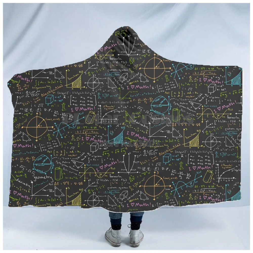 

Plstar Cosmos Math science for boy Graphic funny Hooded Blanket 3D full print Wearable Blanket Adults men women Einstein style1