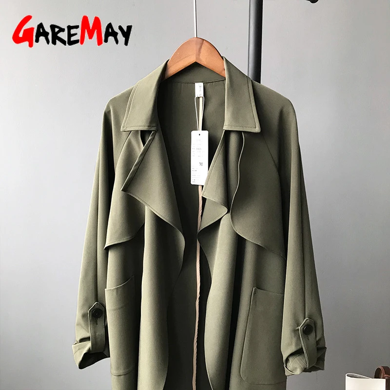 

GareMay Fall 2019 New Style Womens Fashion Long Trench Coat for Women Windbreaker Over Knee Plus Size Jacket