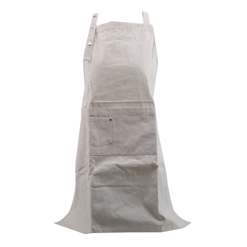 1pc Apron Waterproof Washable Cotton Linen Pockets Apron Butcher Crafts Baking Chefs Kitchen Cooking BBQ Plain Home Apron