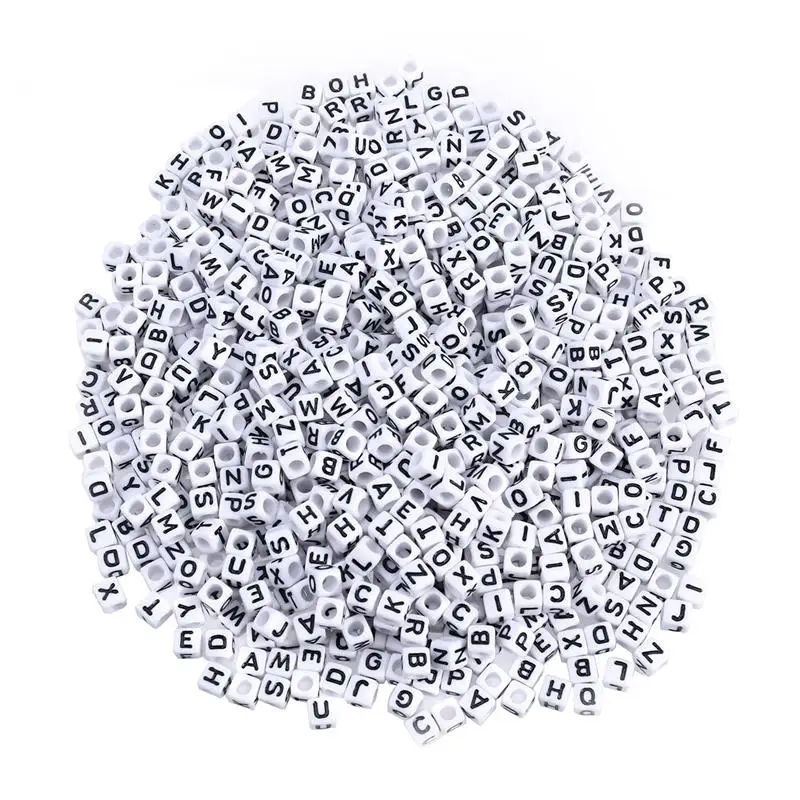 500pcs White As Pic 500/600/800 шт 6 мм бусины для самостоятельного изготовления украшений акриловые буквы алфавита кубчиеские бусины для самостоятельного изготовления ювелирных изделий Браслеты ожерелья детские игрушки - Цвет: 500pcs White As Pic
