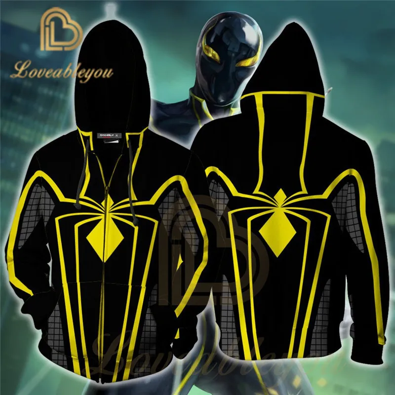 

2019 Spider-Man Avengers Endgame Spiderman Cosplay Costume Sweatshirts for Men Zipper Streetwear Hoody Hoodie Off White Sudadera