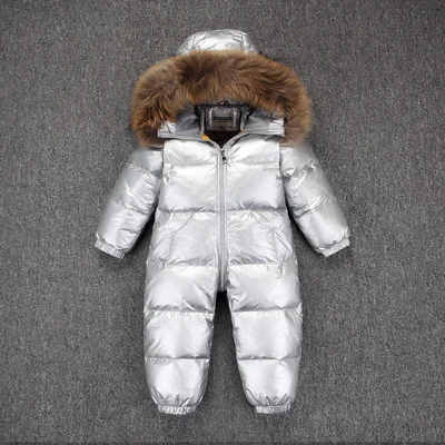 

Baby Boy Snowsuit Real Fur Infant Duck Down Hooded Coat Boy Snow Wear Thick Jackets Kids Winter Jumpsuit Waterproof Outerwear
