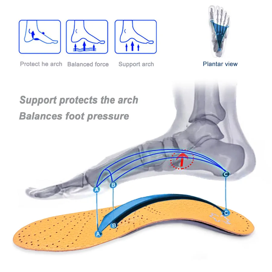 VAIPCOW кожа латекса ортопедические стельки для ухода за ногами антибактериальные Active Carbon ортопедические арки поддержка подъем плоские ноги обуви Pad