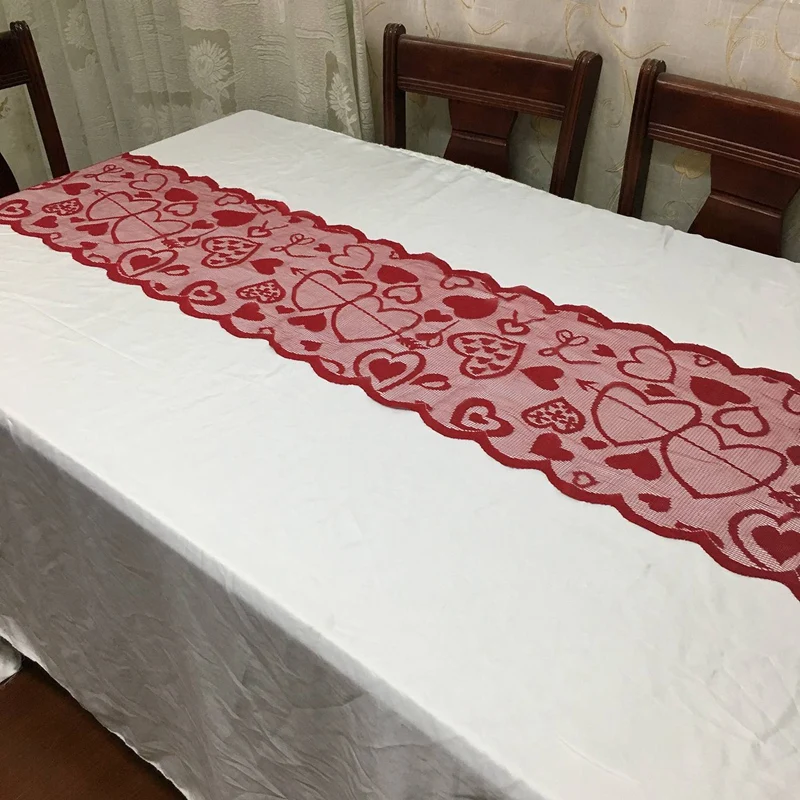 Стол на День святого Валентина, флаг Купидон, любовь, настольный флаг, скатерть в форме сердца, 13X72 дюймов, набор столовых приборов в форме сердца