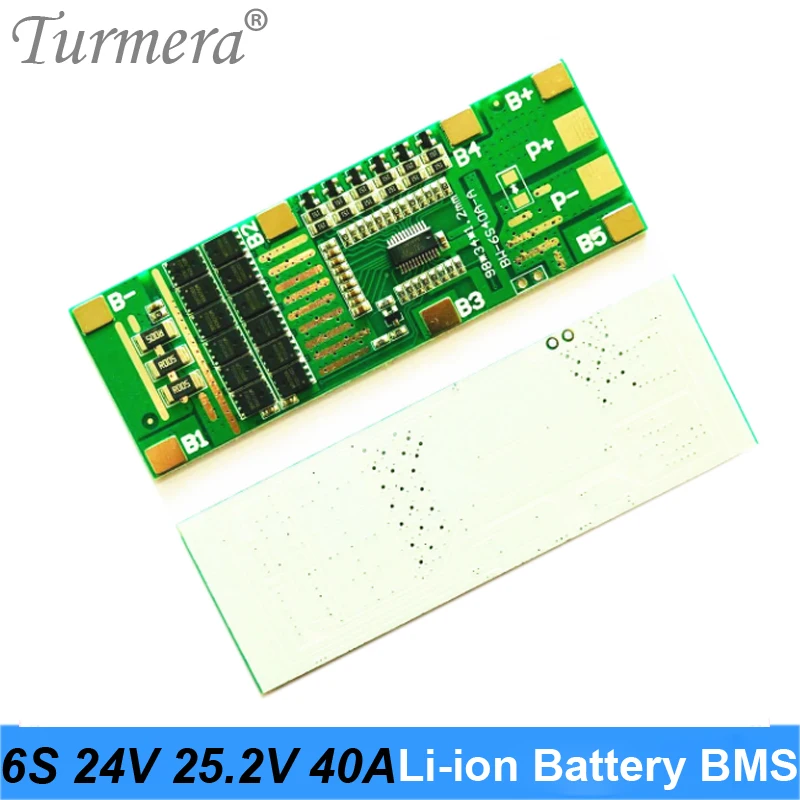 Turmera 6S 24V 10A 40A BMS 18650 Литий Батарея защищен доска с баланс алюминиевая крышка 25В