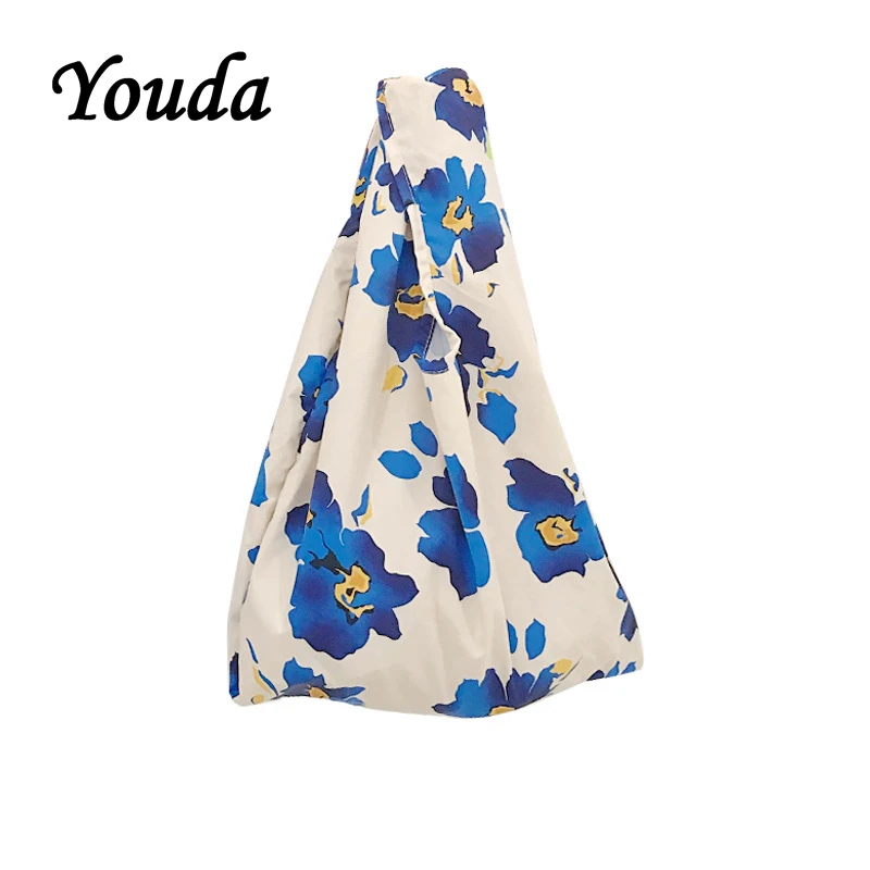 

Youda Original Simple Fresh Flower Pattern Handbag Portable Large-capacity Shopping Canvas Bag Fashion Casual Shoulder Bags