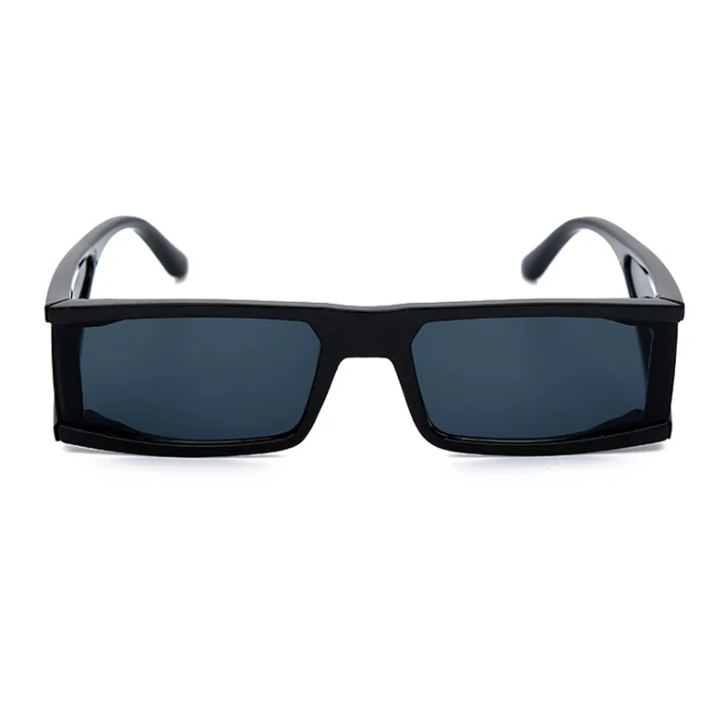 YOOSKE, фирменный дизайн, Suqare, солнцезащитные очки для женщин, модные, индивидуальные, 90 s, солнцезащитные очки, Ретро стиль, Узкая оправа, мужские очки, UV400, зеркальные - Цвет линз: Черный