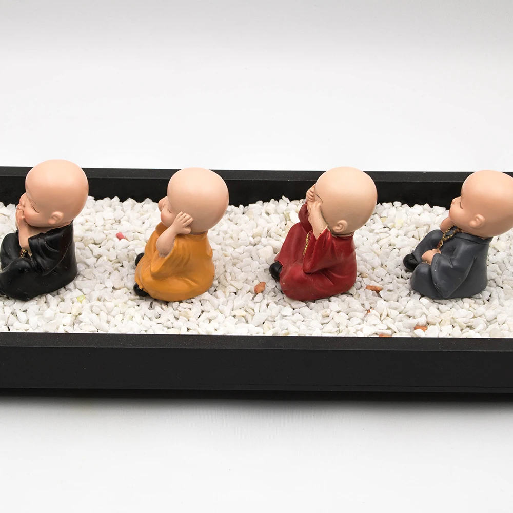 Monks Figurine Decor Set of 4 Monks Figurine Hear No Evil See No Evil Speak Do Statue Car Home Desk Shelf Decor Collectible Art