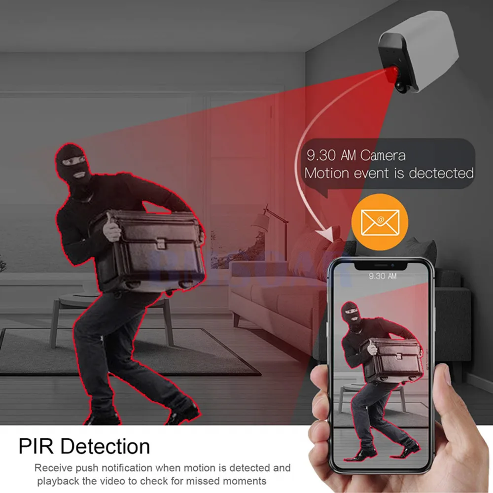 Беспроводная wifi ip-камера 1080P Встроенная перезаряжаемая батарея обеспечение безопасности в помещении наружное наблюдение 2MP PIR Обнаружение движения приложение