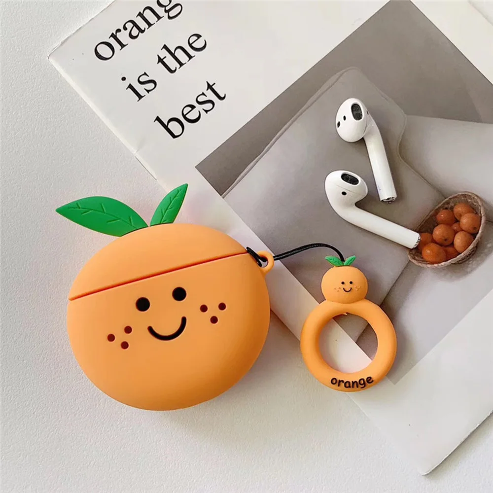 Мягкий беспроводной чехол для наушников с Bluetooth для AirPods1/2, защитный чехол, аксессуары для Apple Airpods, зарядная коробка с милыми фруктами - Цвет: GJ0411