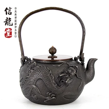 

Japanese handmade cast iron tea pot uncoated boiling wate teapot Japan Kansai old raw iron kungfu pot copper lifting beam