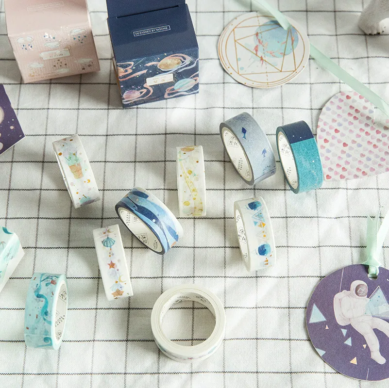 Mohamm 1PCS 7cm x 3m Star Castle Series Journal Diary Kawaii Washi Masking Tape Paper Scrapbooking Stationery Decorative Tape