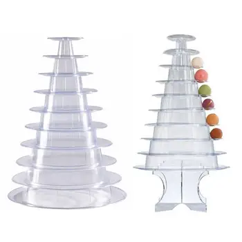 

Hot 6/10 Tiers Round Macaron Display Stand Stackable Tower Cake Stand Cake Display Rack Wedding Birthday Decorating Tools