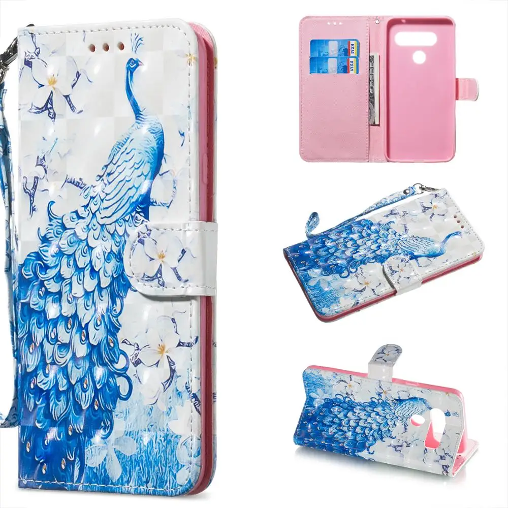 Чехол для телефона Etui Coque крышка чехол для LG V30 V40 G6 G7 K8 K10 stylo4 Q8 G8 G8 ThinQ с 3D роспись из искусственной кожи чехол-портмоне с откидной крышкой
