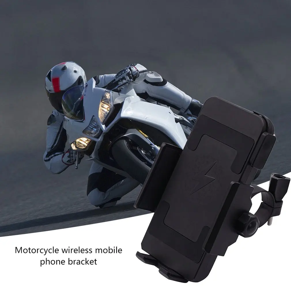 

Motorcycle Phone Holder 2 in 1 Stands Bracket With Wireless charger Shockproof Phone Holder for iPhone 8 8Plus Xs Max