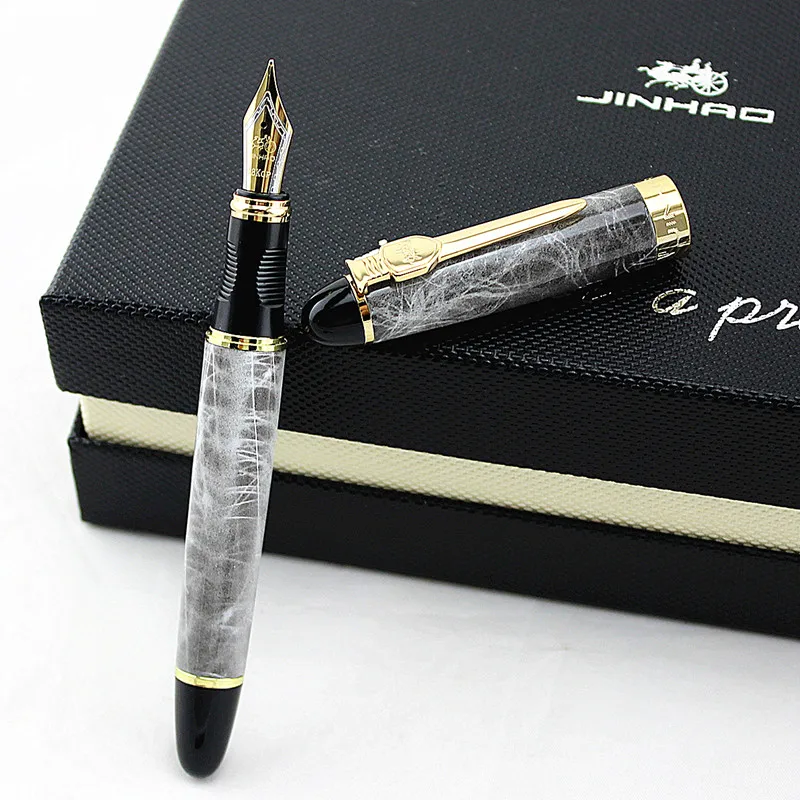Перьевая ручка Jinhao Shield меч клип Роскошная золотая отделка, винтажный Британский Стиль Средний перо подарок подпись в офисе школа письма