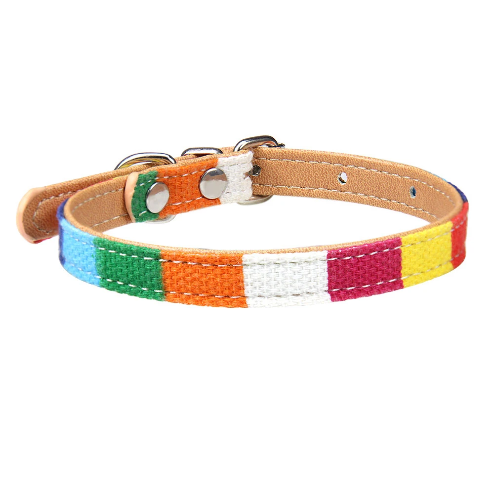 Cat collar with bell XS/S/M разноцветный кожаный ошейник для кота с колокольчиком Мягкий щенок Цепочки и ожерелья ошейники для кошек, чихуахуа, ремешок на шею аксессуары для котенка - Цвет: Cat collar with bell