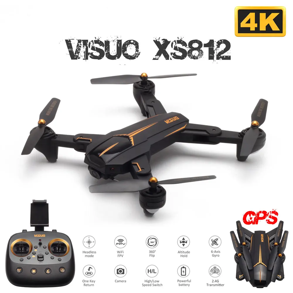 VISUO XS812 4K gps Радиоуправляемый Дрон с камерой 2MP/5MP HD 5G wifi FPV один ключ возврата RC Квадрокоптер Вертолет VS SG900 E511 E58 Дрон