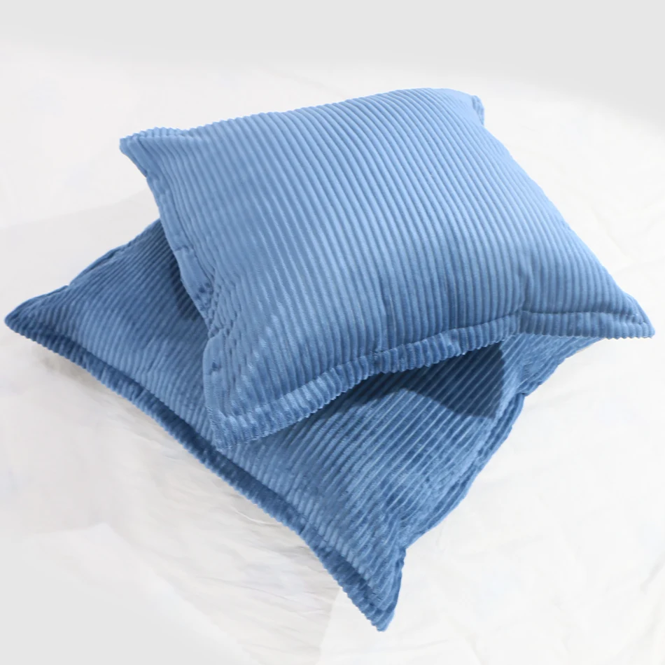 

YanTing Soft Flannel Pillowcase Solid Color Corduroy Stripe Pillow Covers With Zipper Square Pillow Sham On Bed Sofa Bedroom Car