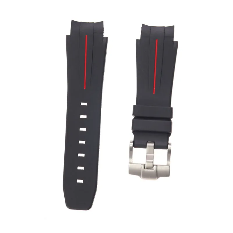 2021mm rubber silicone strap for RLX Daytona Cosmograph Daytona GMT master sea type water ghost Manual wind bracelet straps band - Цвет ремешка: Black and red