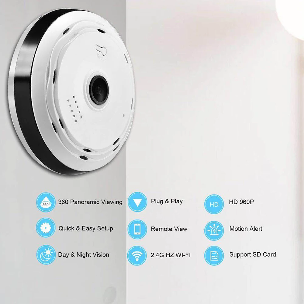 Cena FREDI kamera IP fisheye WiFi 960P HD 1.3MP 360 stopni panoramiczny bezprzewodowy bezpieczeństwo w domu kamera telewizji przemysłowej IR Night Vision kamera IP