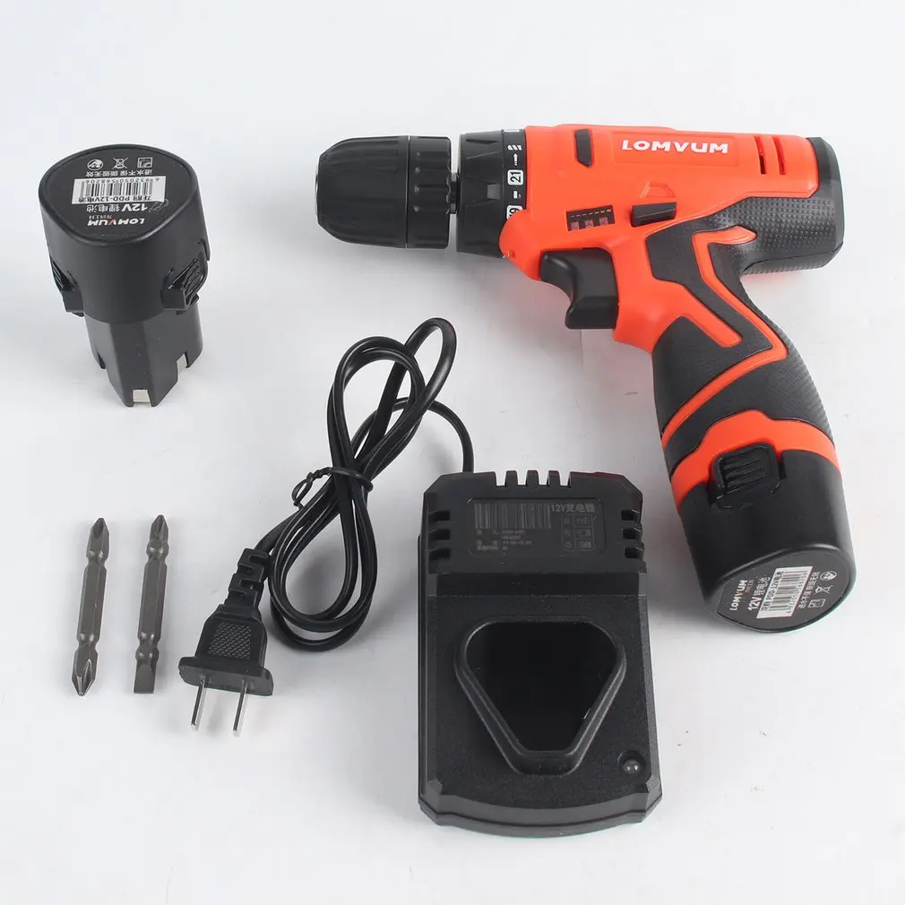 

LOMVUM 12V Double Speed Electric Drill Rechargeable Mini Cordless Handheld Screwdriver Drill DZ1201009-16 US