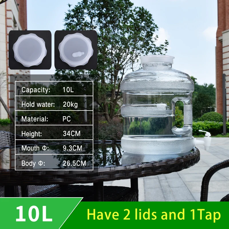 10L with Tap Портативный прозрачный пластиковый контейнер с широким горлышком с краном, бутылка для воды для еды, для дома, для улицы, многофункциональное ведро - Цвет: 10L with Tap