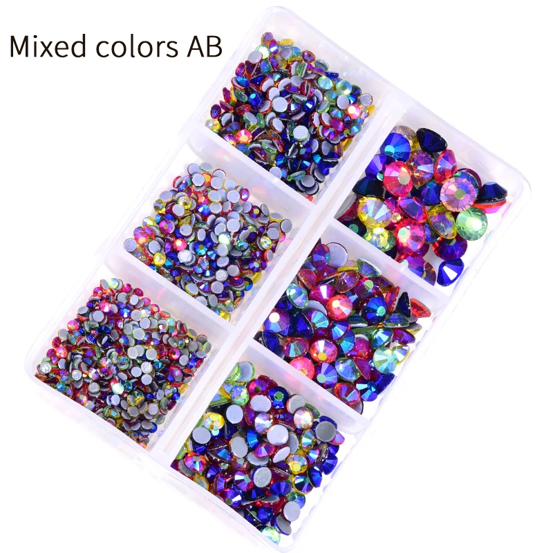 Mix AB AB Oleeya Mix 6 Sizes Shimmer AB Crystal Better DMC стразы HotFix Rhinestones混色AB
