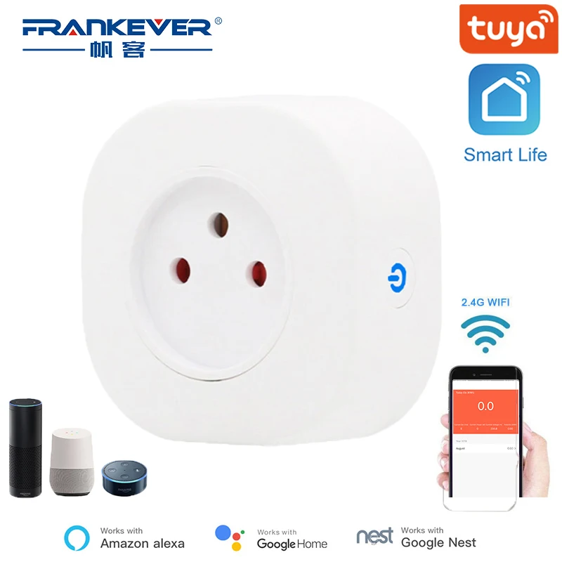 Tomada de Controle Trabalho com Alexa Frankever Tuya Israel fi Inteligente Remoto Voz Tomada Tempo Google Casa 16a wi - Image 6
