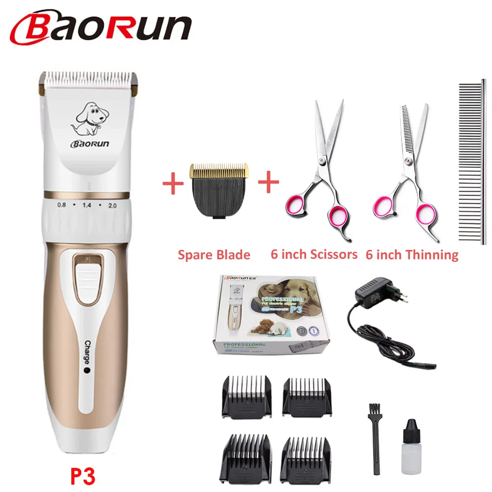 P3 KIT-C Add Blade Baorun P2 кусачки для собак, профессиональная машинка для стрижки домашних животных, кошек, триммер, набор, перезаряжаемая машинка для стрижки кошек, бритва для домашних животных - Цвет: P3 KIT-C Add Blade
