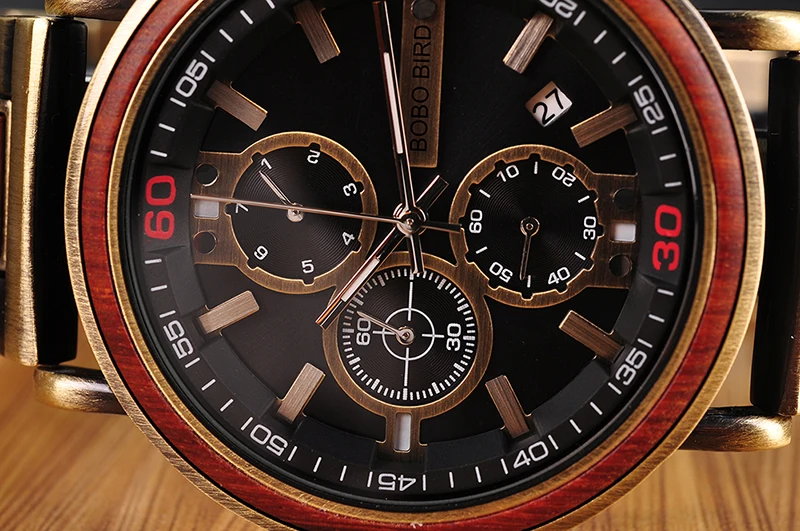 Reloj hombre BOBO BIRD деревянные часы для мужчин Хронограф военные часы роскошные стильные для бойфренда Рождественский подарок с деревянной коробкой