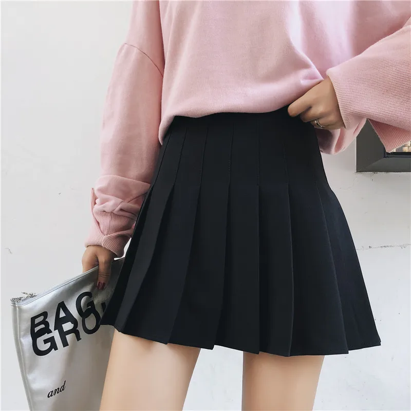 Falda plisada de cintura alta para minifalda de tela vaquera Kawaii, lisa, de marinero, uniforme escolar japonés, para Cosplay, primavera y | - AliExpress