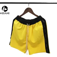 HZIJUE, модные летние шорты в полоску,, мужские хип-хоп повседневные штаны до колен с эластичной резинкой на талии, модные шорты в уличном стиле