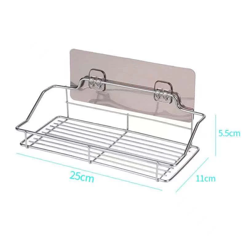 Bathroom Shelf Stainless Steel Shower Organizer Basket Kitchen Storage Shelf Wall Mounted Storage Rack with Adhesive Sticker storage rack,bathroom shelf,bathroom shelf rack,bathroom storage rack,wall shelf organizer