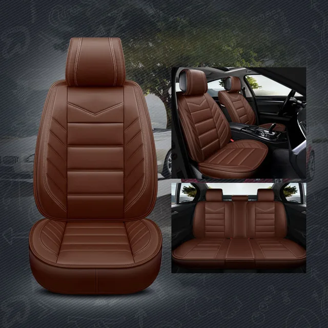 Чехол из искусственной кожи для автокресла hyundai tucson veloster veracruz verna solaris - Название цвета: Brown