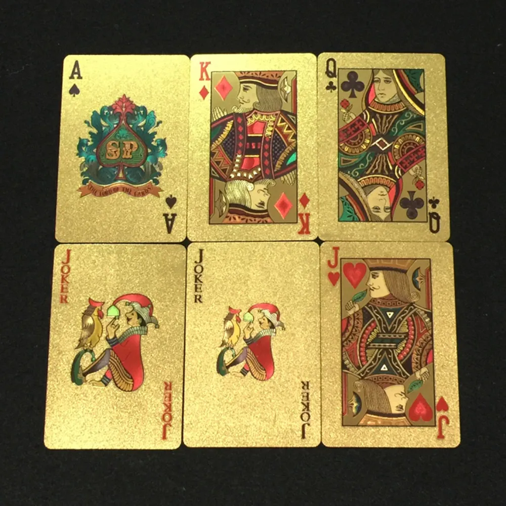 K8356 Золотая фольга Baccarat Texas Hold'em пластиковые игральные карты водонепроницаемые карты для покера карты; настольные игры 2,48*3,46 дюймов 6 цветов