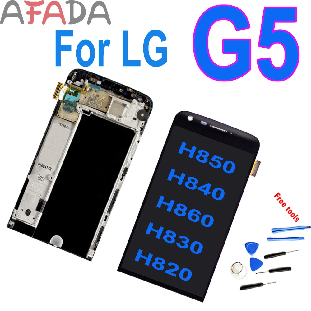 

100% test 5.3" For LG G5 H850 H840 H860 H830 H820 RS988 LCD Display Touch Screen Digitizer Assembly with Bezel Frame Replacement