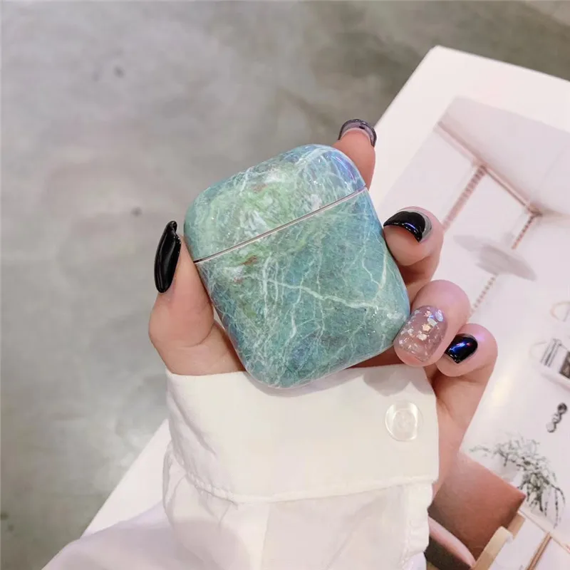 Защитный чехол с мраморным рисунком для беспроводной Bluetooth гарнитуры AirPods