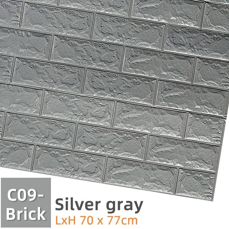 C09-Brick-SilverGray Kaguyahime Самоклеящиеся 3D наклейки на стену водонепроницаемые DIY Пена кирпичная настенная бумага ТВ фон Декор мраморная настенная бумага красочный кирпич - Цвет: C09-Brick-SilverGray