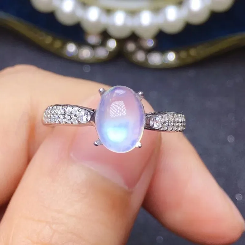 Кольцо с натуральным синим лунным камнем,, серебро 925 пробы, 0.85ct, драгоценный камень, хорошее ювелирное изделие Q91278