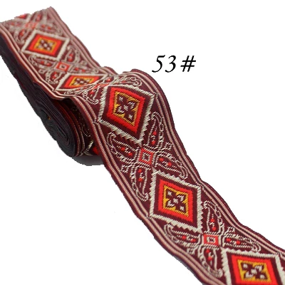 NO.53 5 ярдов/шт ширина 3,3 см кружевная ткань корсажная лента ремень Национальная вышивка тесьма DIY ручной работы украшения дома аксессуары - Цвет: NO.53
