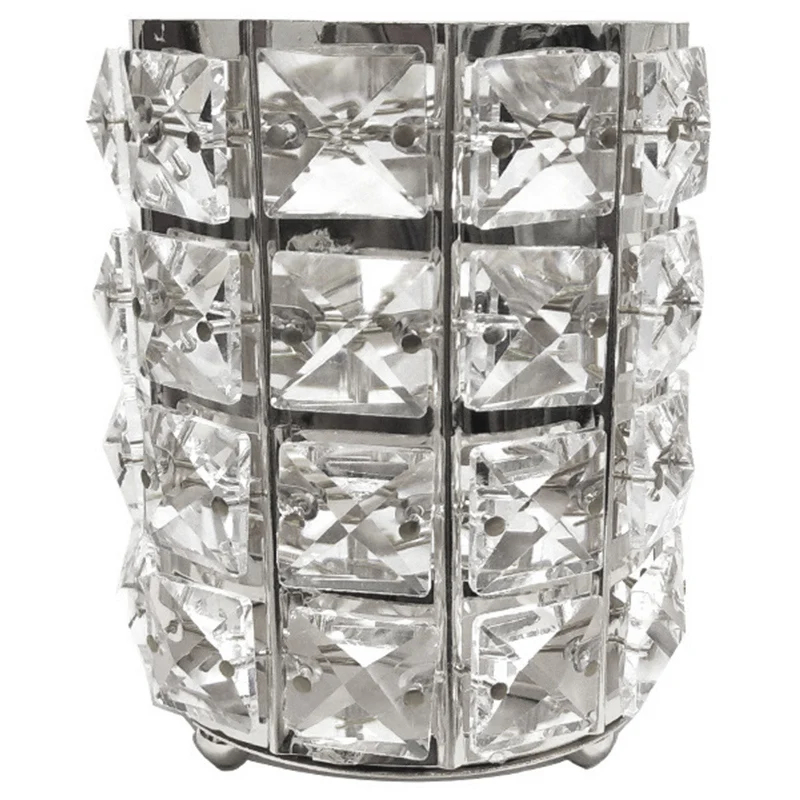 

New 2Pcs Europe Metal Makeup Brush Storage Tube Eyebrow Pencil Makeup Organizer Bead Crystal Jewelry Storage Box Silver & Gold