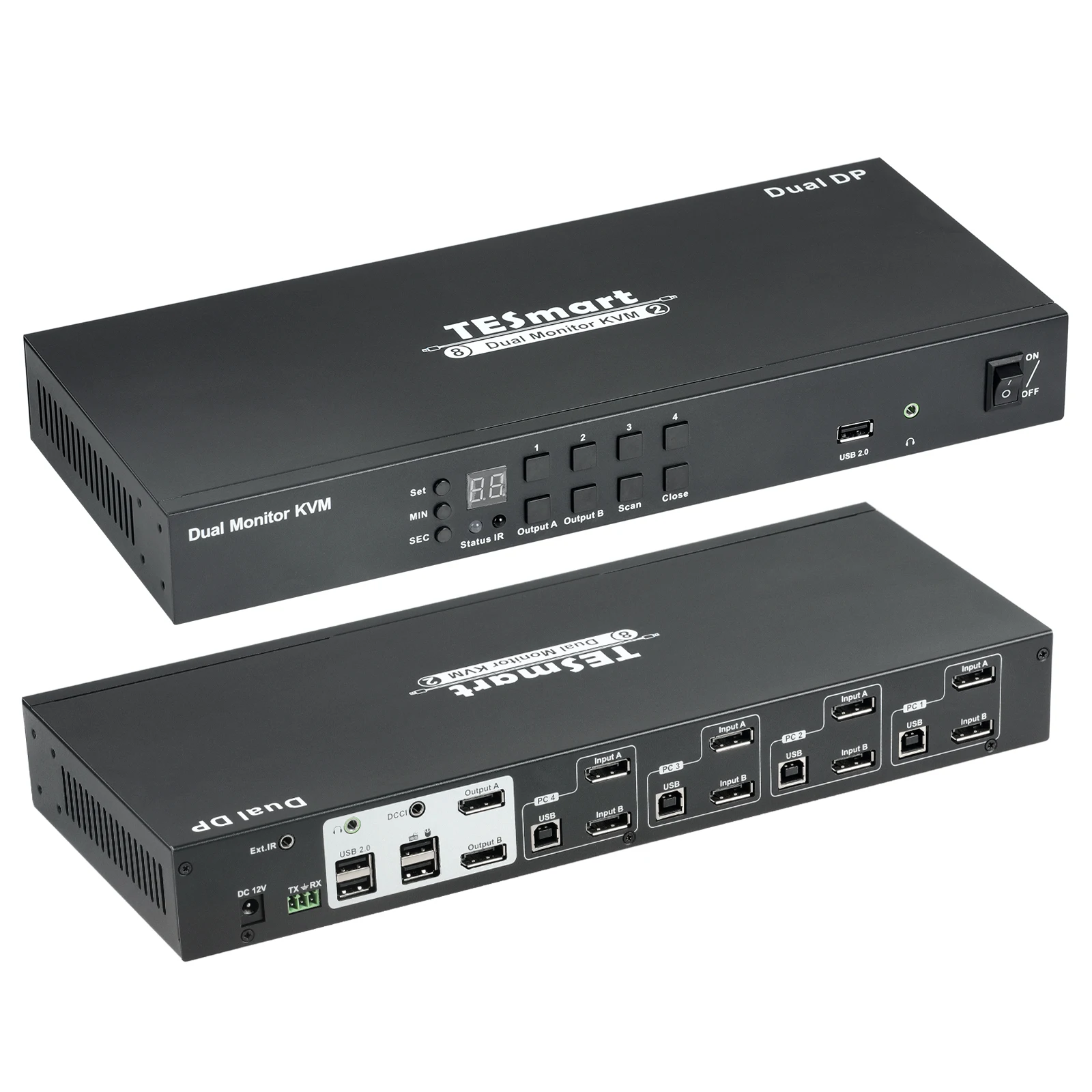 DisplayPort 4x2 Переключатели KVM с двойным монитором 4K @ 60 Гц 4.4.4 механические и