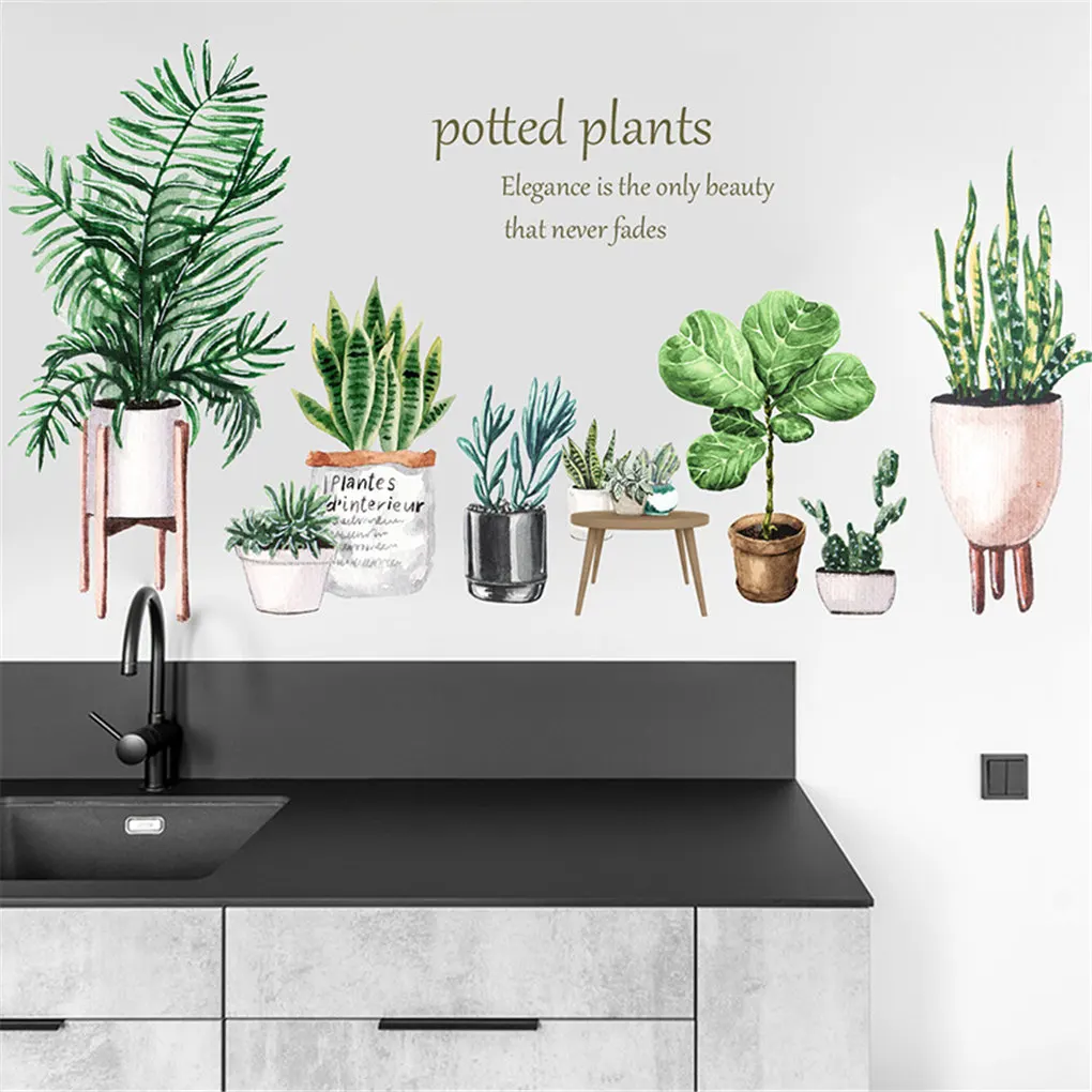 2pcs Large Bonsai Wall Sticker Living Room Bedroom Potted Plants Decal Home Office PVC Decoration | Дом и сад