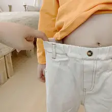 Qing Mn2019 осень и зима новые продукты INS детская одежда детские базовые белые универсальные джинсы